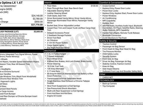 Used 2016 Kia Optima LX w/ Technology Package image 6