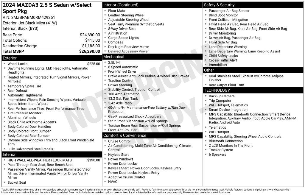Certified 2024 MAZDA MAZDA3 s FWD image 28
