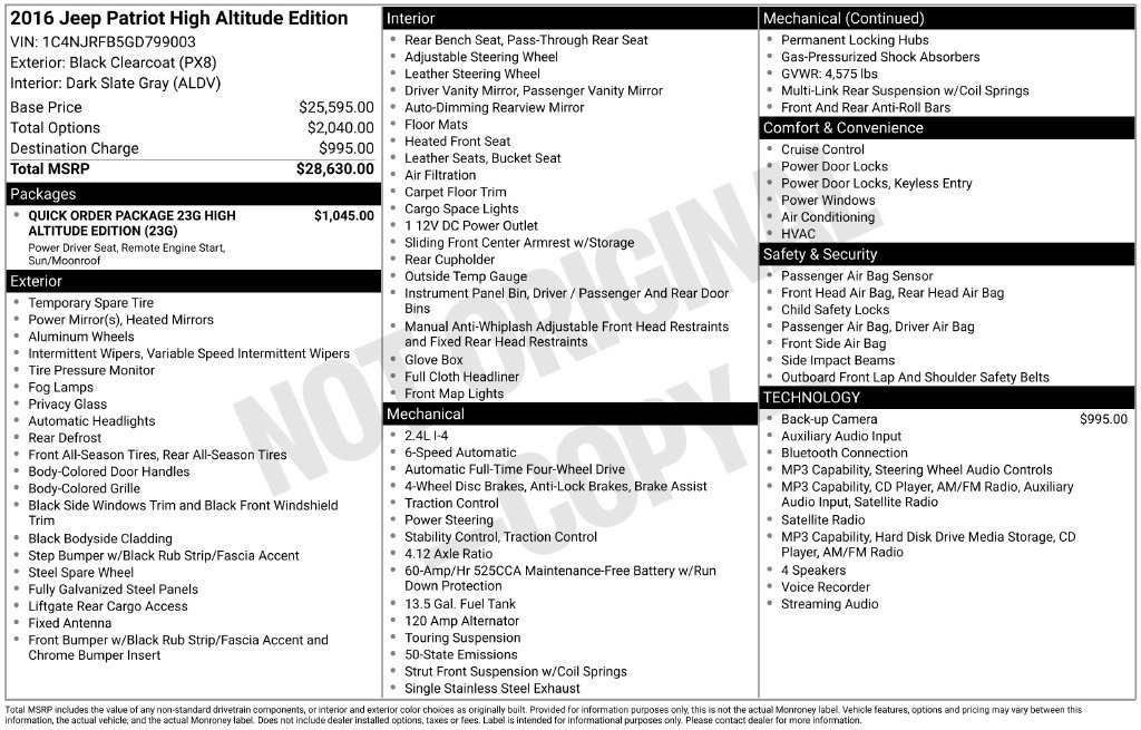 Used 2016 Jeep Patriot High Altitude AWD/4WD image 8