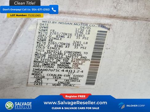 Used 2005 Nissan Frontier SE w/ (P01) Power Pkg image 16