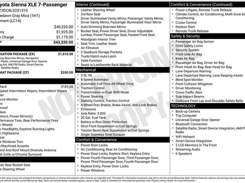 Used 2020 Toyota Sienna XLE w/ XLE Navigation Package AWD/4WD image 32