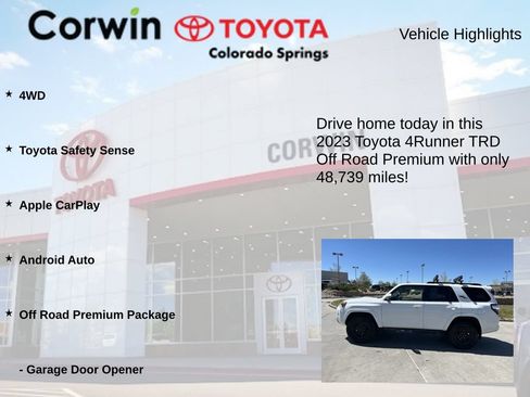 Used 2023 Toyota 4Runner TRD Off-Road Premium w/ Off Road Premium Plus Package AWD/4WD image 7