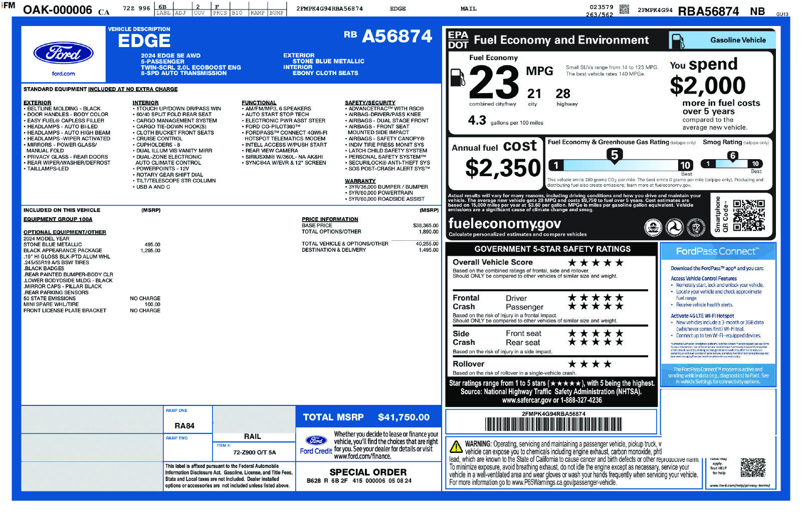 Used 2024 Ford Edge SE w/ Black Appearance Package AWD/4WD image 37
