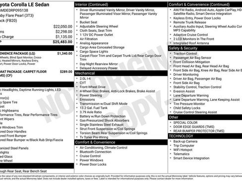 Used 2024 Toyota Corolla LE w/ LE Convenience Package FWD image 6