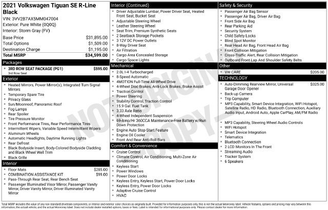 Used 2021 Volkswagen Tiguan SE R-Line w/ 3rd Row Seat Package AWD/4WD image 35