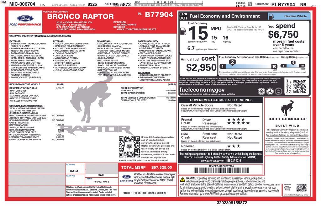 Used 2023 Ford Bronco Raptor AWD/4WD image 3