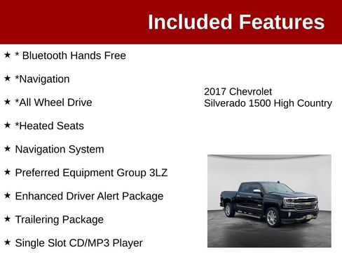 Used 2017 Chevrolet Silverado 1500 High Country AWD/4WD image 3