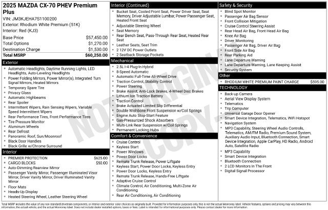 Certified 2025 MAZDA CX-70 Plug-In Hybrid w/ Premium Plus AWD/4WD image 29