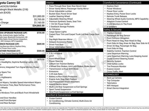 Used 2025 Toyota Camry SE w/ Multimedia Upgrade Package FWD image 39