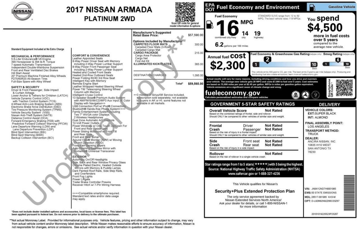 Used 2017 Nissan Armada Platinum RWD image 16
