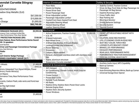 Certified 2021 Chevrolet Corvette Stingray Preferred Cpe w/ Z51 Performance Package image 13