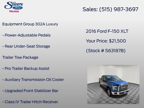 Used 2016 Ford F150 XLT w/ Equipment Group 302A Luxury AWD/4WD image 22