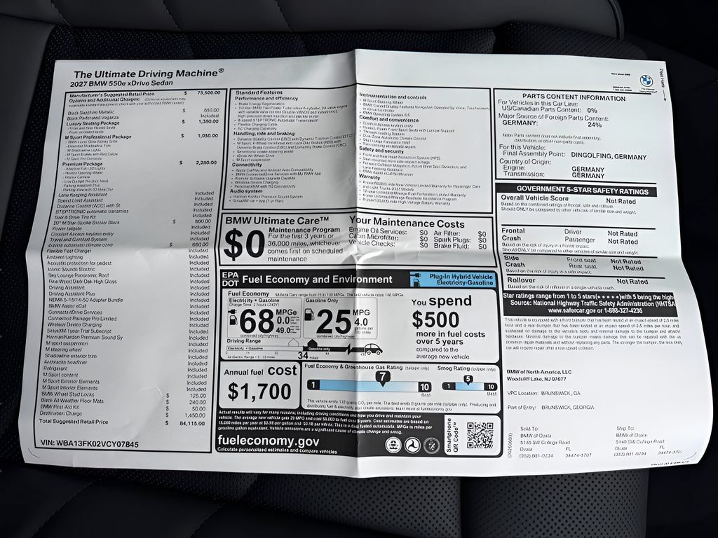 New 2027 BMW 550e xDrive w/ Premium Package AWD/4WD image 25