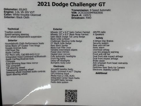 Used 2021 Dodge Challenger GT w/ Blacktop Package RWD image 49