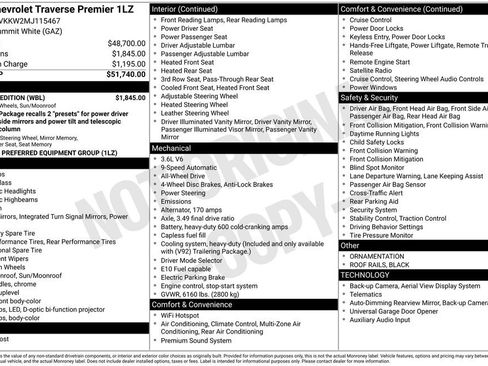 Used 2021 Chevrolet Traverse Premier w/ Redline Edition AWD/4WD image 32