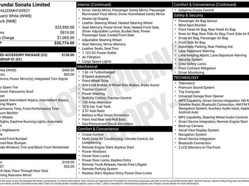 Used 2021 Hyundai Sonata Limited w/ Preferred Accessory Package FWD image 6