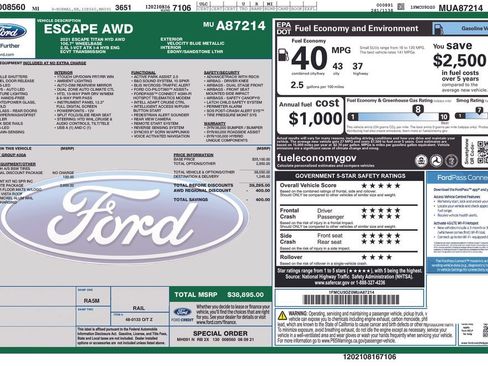 Used 2021 Ford Escape Titanium w/ Titanium Elite Package AWD/4WD image 42
