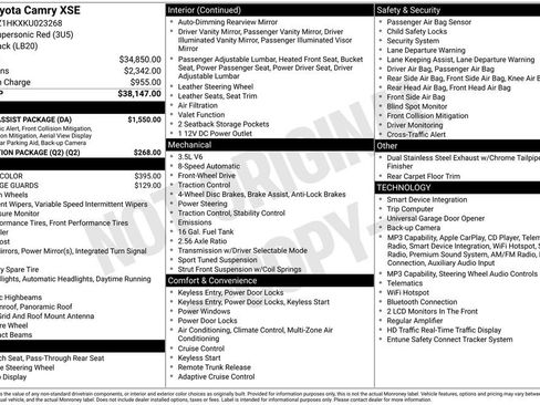 Used 2019 Toyota Camry XSE w/ Driver Assist Package FWD image 3