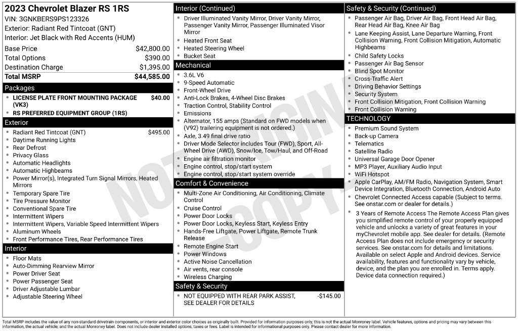 Used 2023 Chevrolet Blazer RS FWD image 17