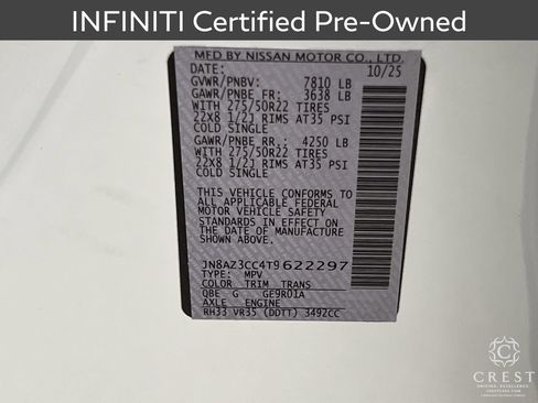 Certified 2026 INFINITI QX80 Autograph w/ Premium Cargo Package AWD/4WD image 34