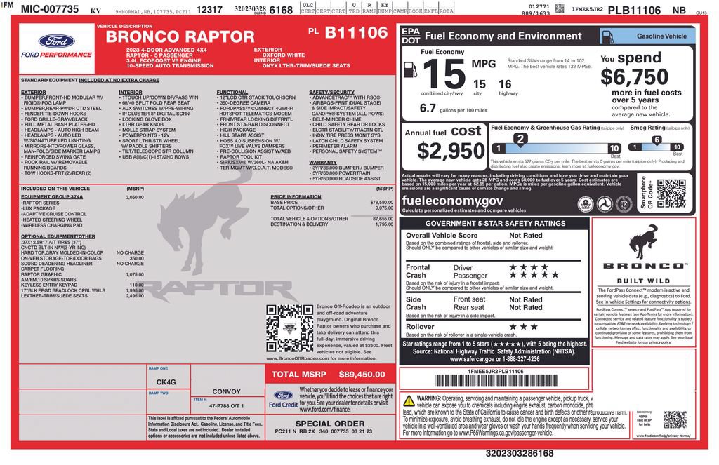 Used 2023 Ford Bronco Raptor AWD/4WD image 60