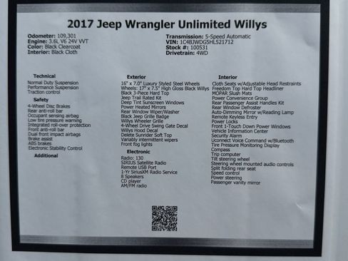 Used 2017 Jeep Wrangler Unlimited Sport AWD/4WD image 48