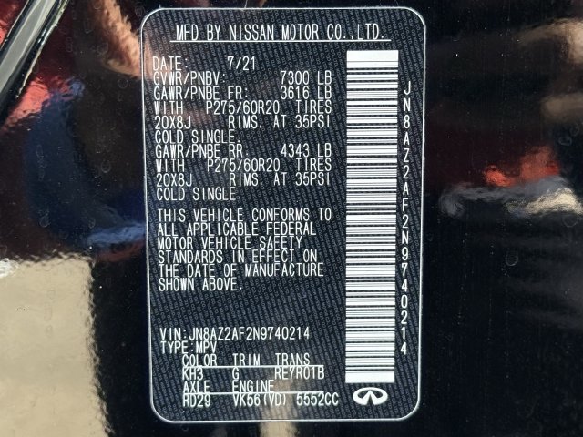 Used 2022 INFINITI QX80 Luxe w/ Cargo Package RWD image 32