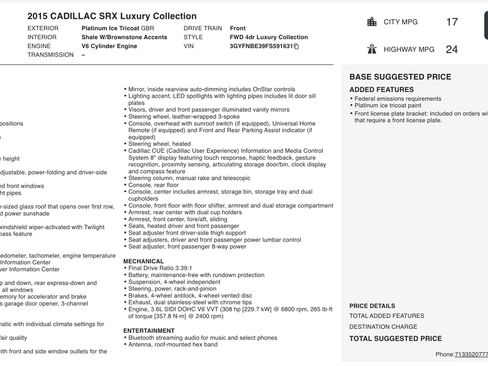 Used 2015 Cadillac SRX Luxury FWD image 4