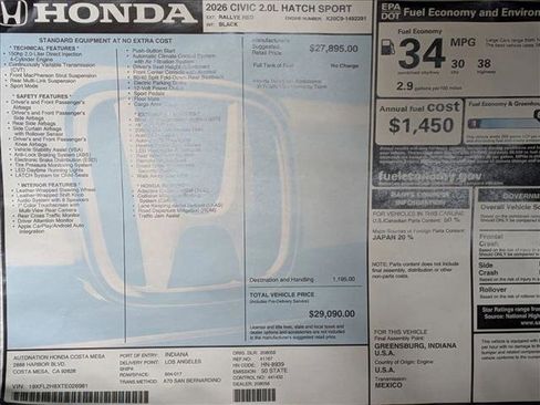 New 2026 Honda Civic Sport image 17