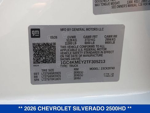 New 2026 Chevrolet Silverado 2500 Custom w/ Custom Value Package AWD/4WD image 24