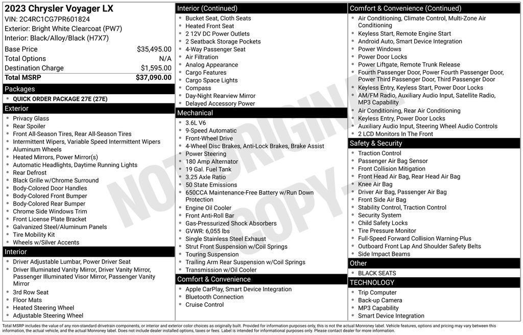 Used 2023 Chrysler Voyager LX FWD image 26
