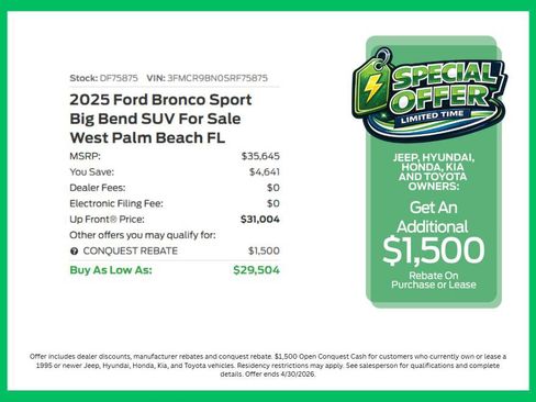 New 2025 Ford Bronco Sport Big Bend w/ Convenience Package AWD/4WD image 4