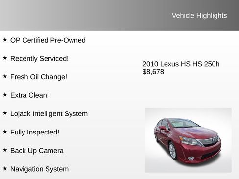 Used 2010 Lexus HS 250h image 4