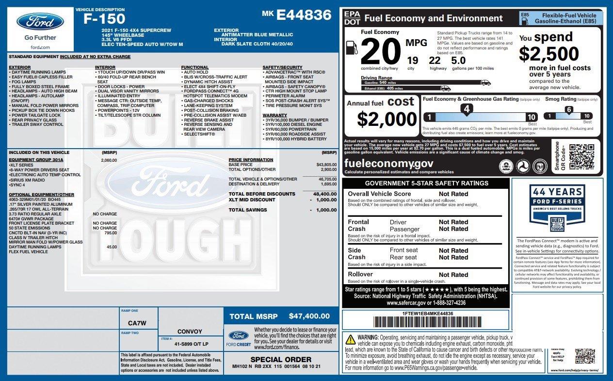 Used 2021 Ford F150 XLT w/ Equipment Group 301A Mid AWD/4WD image 4