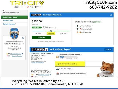 Used 2020 Jeep Gladiator Sport w/ Quick Order Package 24S image 12