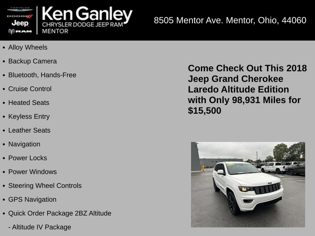 Used 2018 Jeep Grand Cherokee Altitude AWD/4WD image 5