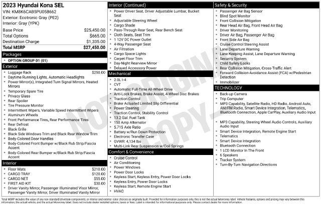 Certified 2023 Hyundai Kona SEL AWD/4WD image 4