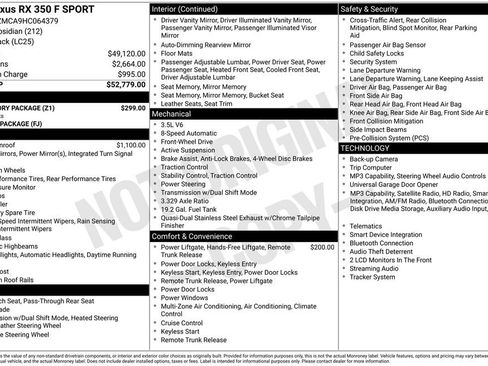 Used 2017 Lexus RX 350 F Sport w/ Accessory Package FWD image 7