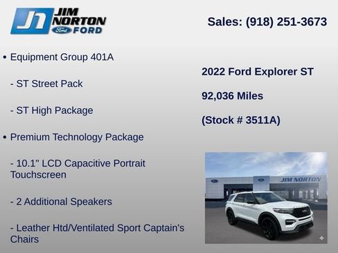 Used 2022 Ford Explorer ST w/ Equipment Group 401A AWD/4WD image 11