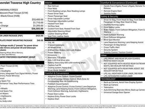 Used 2022 Chevrolet Traverse High Country w/ LPO, Floor Liner Package image 38