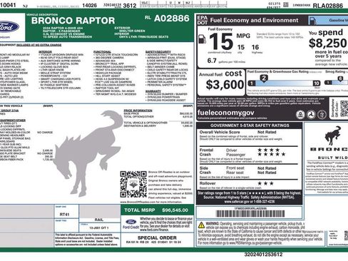 Certified 2024 Ford Bronco Raptor w/ Interior Carbon Fiber Pack 6 AWD/4WD image 44
