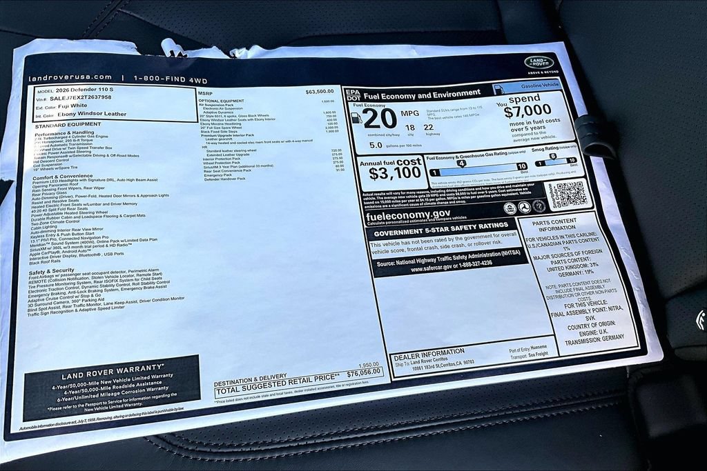 New 2026 Land Rover Defender 110 S AWD/4WD image 14