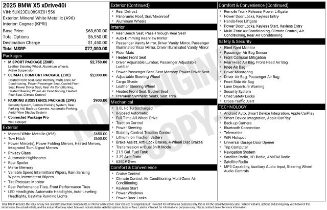 Used 2025 BMW X5 xDrive40i w/ M Sport Package AWD/4WD image 61
