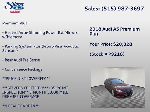 Used 2018 Audi A5 2.0T Premium Plus w/ Premium Plus AWD/4WD image 22