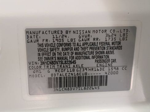 Certified 2025 Nissan Versa S w/ Trunk Package FWD image 32