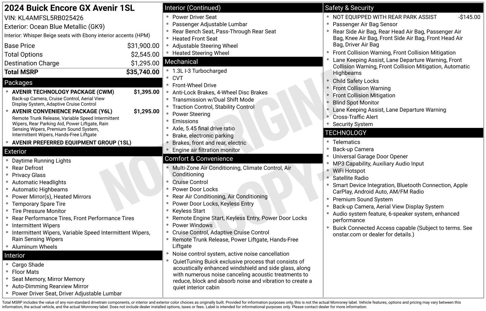 Used 2024 Buick Encore GX Avenir w/ Avenir Technology Package FWD image 1