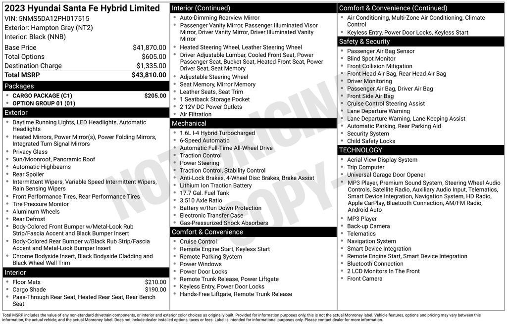 Used 2023 Hyundai Santa Fe Limited w/ Cargo Package AWD/4WD image 6