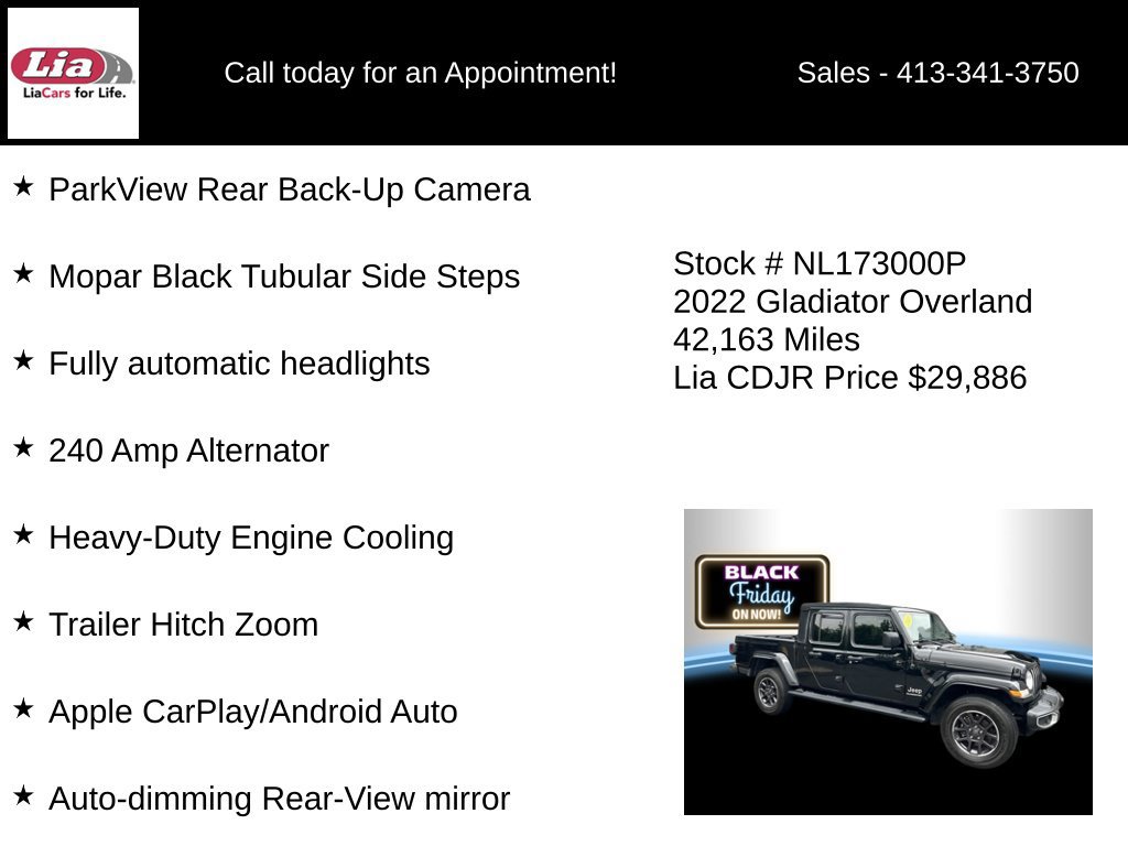 Certified 2022 Jeep Gladiator Overland w/ Trailer Tow Package AWD/4WD image 11