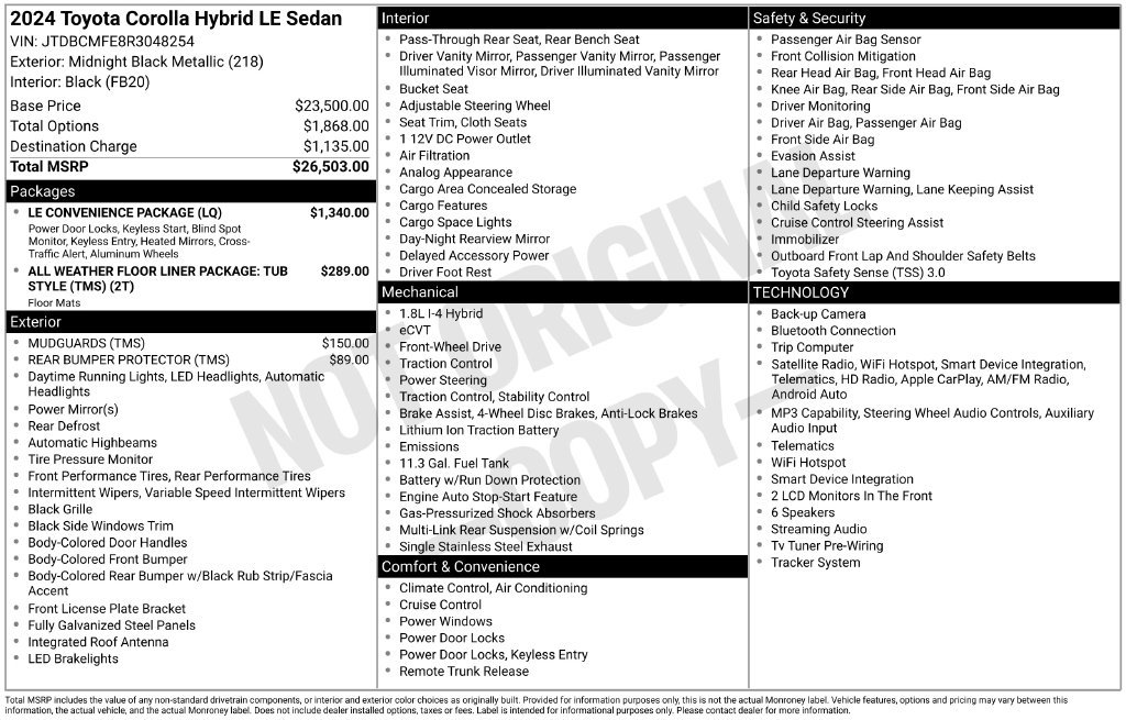 Used 2024 Toyota Corolla LE w/ LE Convenience Package FWD image 26