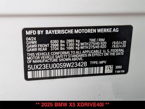 Certified 2025 BMW X5 xDrive40i w/ Premium Package image 31